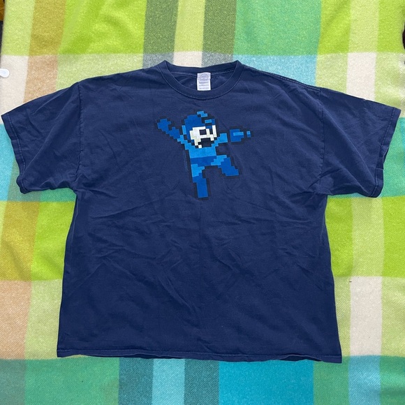 Vintage Mega Man Blue Graphic T-Shirt - Picture 1 of 4